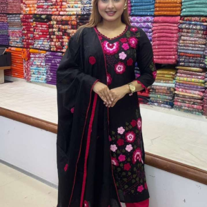 ফুল এপ্লিক থ্রি পিস